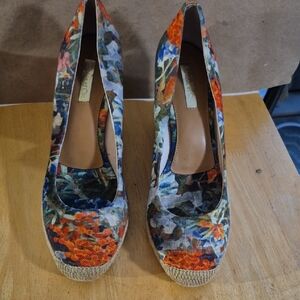 Louise et Cie Colorful Floral Wedge Espadrilles